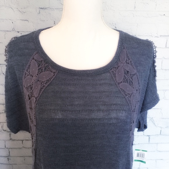 Style & Co. Cold-Shoulder Crochet Peplum Sweater - Picture 3 of 8